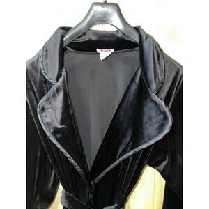 Vintage Romantic Moods Robe Womens Medium Long Black Velvet Elvira Sexy Vamp